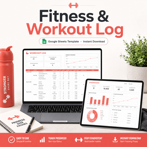 Fitness & Workout Log — Google Sheets template cover