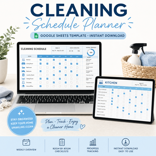 Cleaning Schedule Planner — Google Sheets template cover