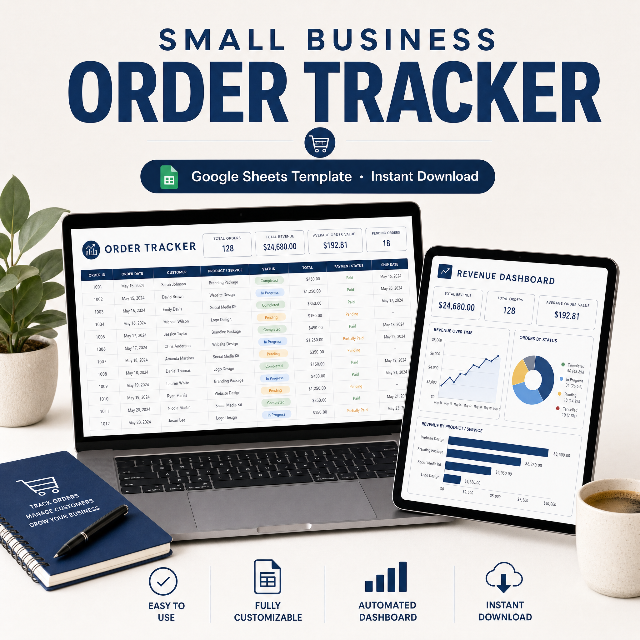 Small Business Order Tracker — Google Sheets template cover